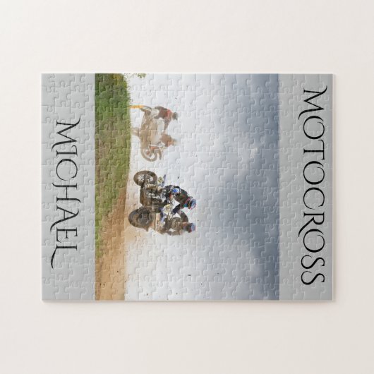 Motocross puzzle with personalized name. (Horizontal)