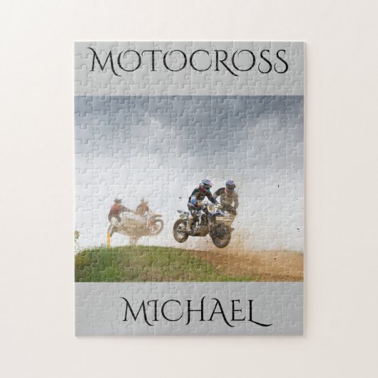 Motocross puzzle with personalized name. (Vertikal)
