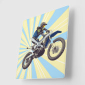 Motocross Quadratische Wanduhr (Winkel)