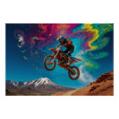 Motocross Racer auf der Bergbahn Poster (Vorderseite)