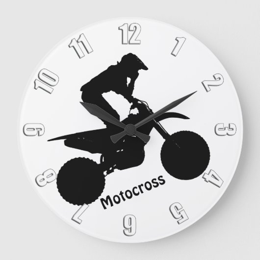 Motocross Racer-Silhouette Große Wanduhr (Vorderseite)