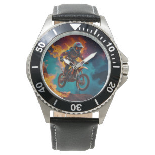 Motocross Racer & Vulkanausbruch Armbanduhr