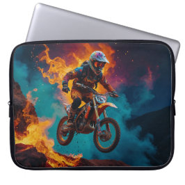 Motocross Racer & Vulkanausbruch Laptopschutzhülle