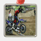 Motocross Racing Silbernes Ornament (Vorne)
