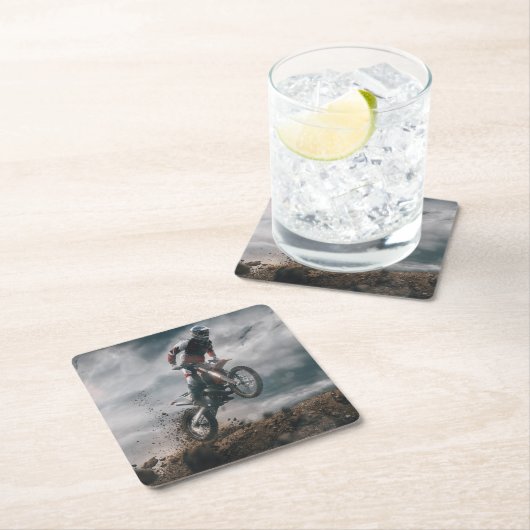 Motocross Rechteckiger Pappuntersetzer (Vor Ort)