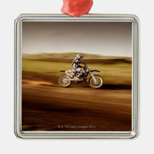 Motocross-Reiter 2 Silbernes Ornament