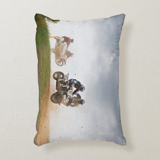 Motocross Rennkissen mit Kindername auf der Rückse Dekokissen (Vorderseite(Vertikal))