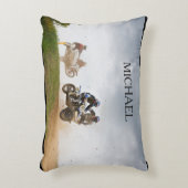 Motocross Rennkissen mit Kindername. Dekokissen (Vorderseite(Vertikal))