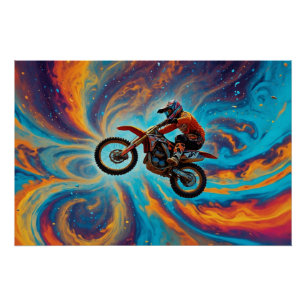Motocross Rider and Dreamscape Poster