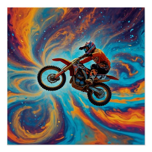 Motocross Rider and Dreamscape Poster (Vorderseite)