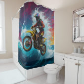 Motocross Rider Racing the Waves Duschvorhang (Beispiel)