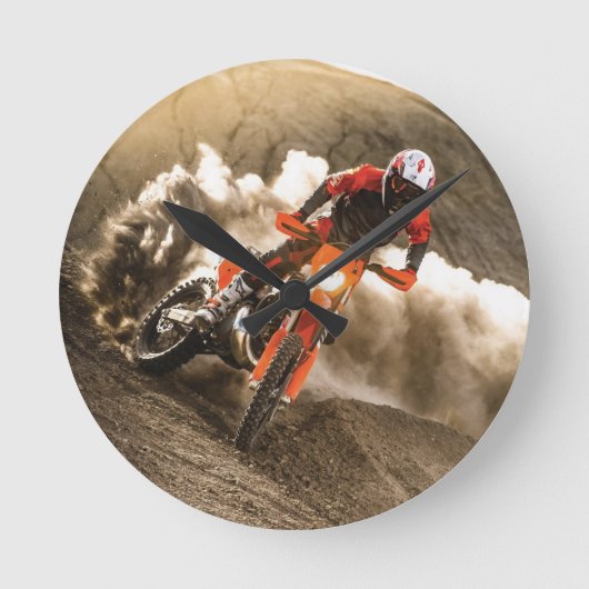 Motocross Rider Runde Wanduhr (Vorderseite)