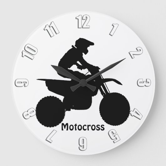 Motocross Rider Silhouette Große Wanduhr (Vorderseite)