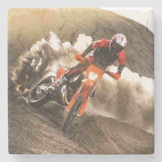 Motocross Rider Steinuntersetzer (Vorderseite)