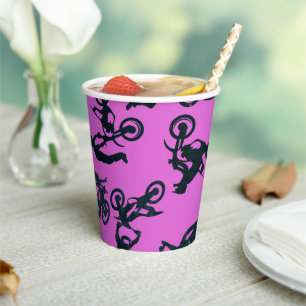 Motocross-rosa Pappbecher