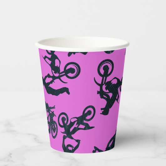Motocross-rosa Pappbecher (Vorderseite)