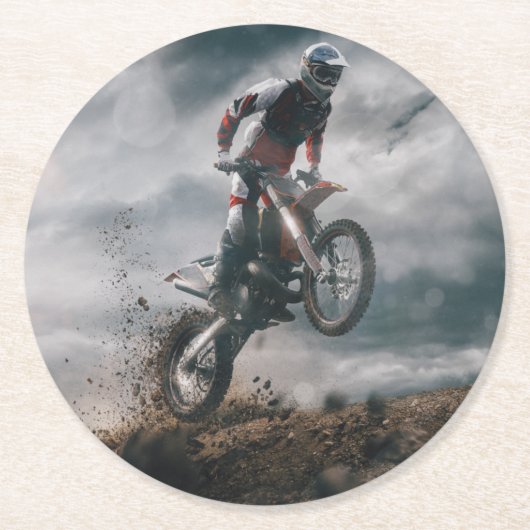 Motocross Runder Pappuntersetzer (Vorderseite)