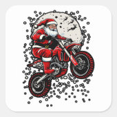 Motocross Santa Jumping Motorcycle Quadratischer Aufkleber (Vorderseite)