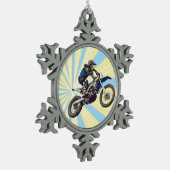 Motocross Schneeflocken Zinn-Ornament (Links)