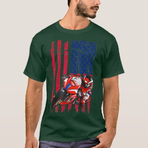 Motocross-Sportbike-Motorrad-Vintage-Flagge T-Shirt