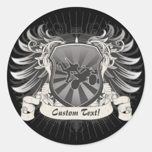Motocross Stunt Wappen Runder Aufkleber