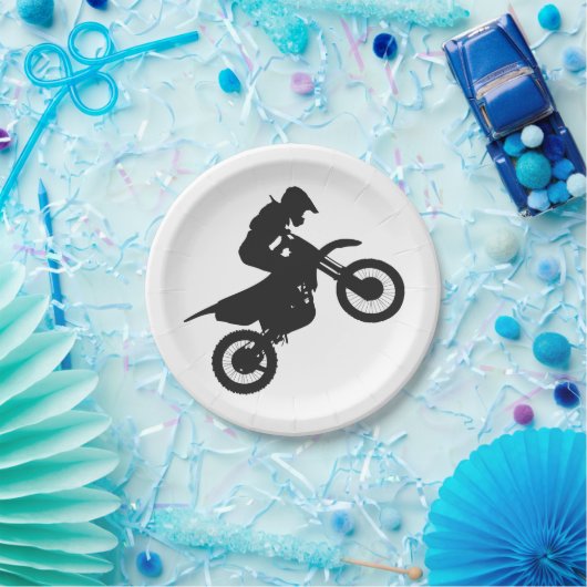 Motocross-Treiber - Wählen Sie die Hintergrundfarb Pappteller (Party)