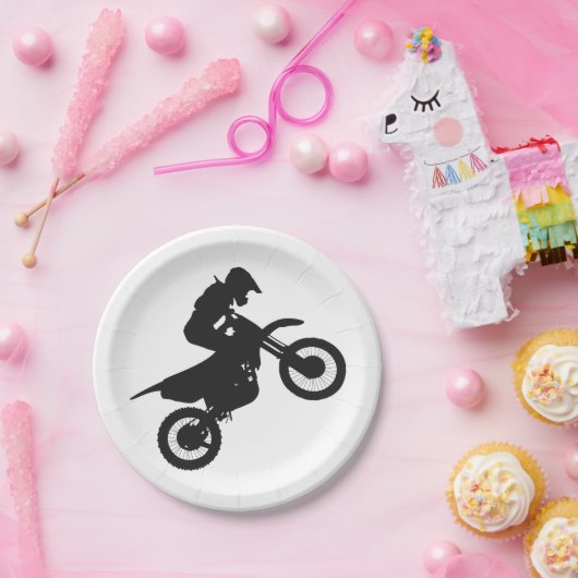 Motocross-Treiber - Wählen Sie die Hintergrundfarb Pappteller (Party)