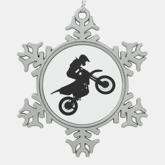 Motocross-Treiber - Wählen Sie die Hintergrundfarb Schneeflocken Zinn-Ornament (Vorderseite)