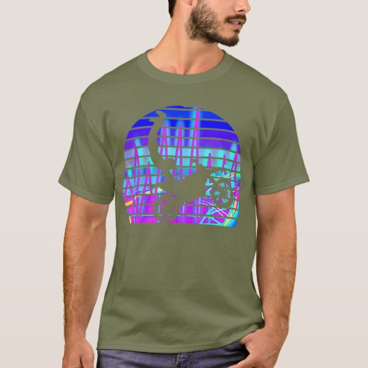 Motocross Vaporwave Sunset Dirt Bike Synthwave T-Shirt (Vorderseite)