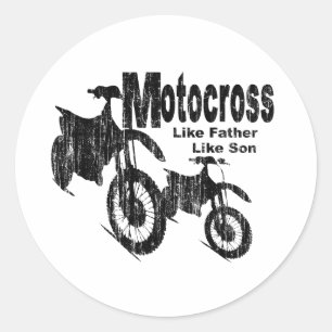 Motocross Vater/Sohn Runder Aufkleber