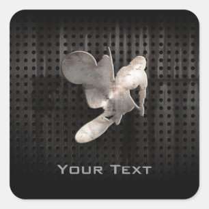 Motocross Whip; Cool Schwarz Quadratischer Aufkleber