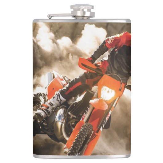 Motocrossfahrer Flachmann (Vorderseite)