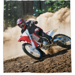 Motocrossfahrer-Wurfkissen Duschvorhang