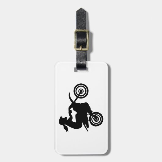 Motocroßmädchenfrau Gepäckanhänger (Vorderseite vertikal)