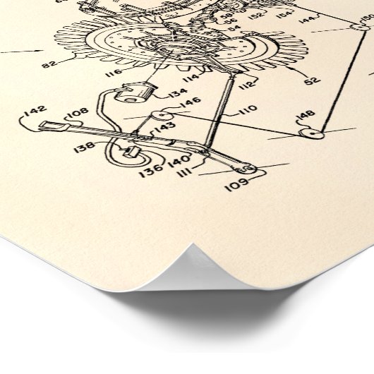 Motor 1953 Patentkunst Alter Peper Poster (Ecke)