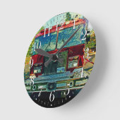 Motor an einer Feuermauer Runde Wanduhr (Winkel)