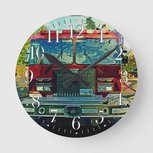 Motor an einer Feuermauer Runde Wanduhr (Vorderseite)