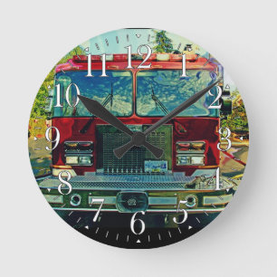 Motor an einer Feuermauer Runde Wanduhr