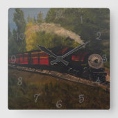 Motor aus altem Steam, Original von Gary Poling Quadratische Wanduhr (Vorderseite)