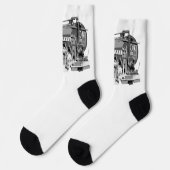 Motor aus grauem Öl, bemalt, Crew Socken (Linkes Detail)