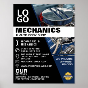 Motor-, Auto- und Reparaturwerbewerbung Poster