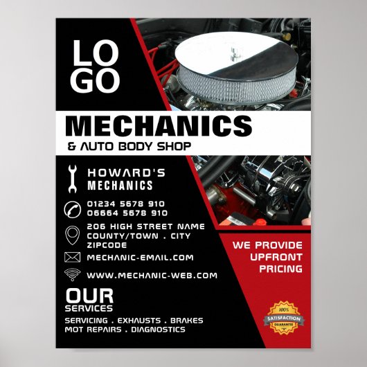 Motor, Auto- und Reparaturwerbewerbung Poster (Vorne)