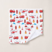 Motor Brigademuster für den roten LKW-Feuerzug Badhandtuch Set (Waschlappen)