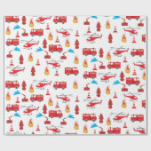 Motor Brigademuster für den roten LKW-Feuerzug Geschenkpapier (Flach)