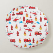 Motor Brigademuster für den roten LKW-Feuerzug Rundes Kissen (Rückseite)