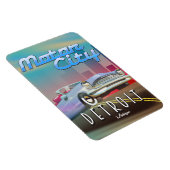 Motor City Detroit Michigan Reiseplakat. Magnet (Rechte Seite)