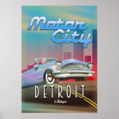 Motor City Detroit Michigan Reiseplakat. Poster (Vorne)