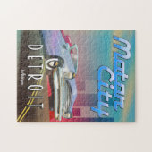 Motor City Detroit Michigan Reiseplakat. Puzzle (Horizontal)