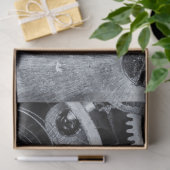 Motor Cogwheel Gears Grau Decoupage Seidenpapier (Geschenk)