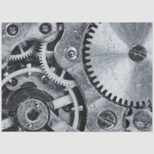 Motor Cogwheel Gears Grau Decoupage Seidenpapier